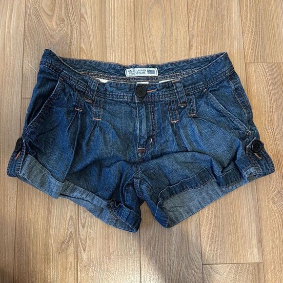 Vintage Ralph Lauren Polo Denim Jean Pleated Front Shorts Womens Size 6 100% Cot - Picture 3 of 9